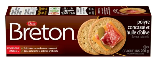 Dare Breton Cracked Pepper and Olive Oil Crackers, 200g