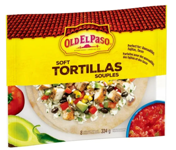 Old El Paso Soft Flour Tortillas, Large, 8 Tortillas, 334g