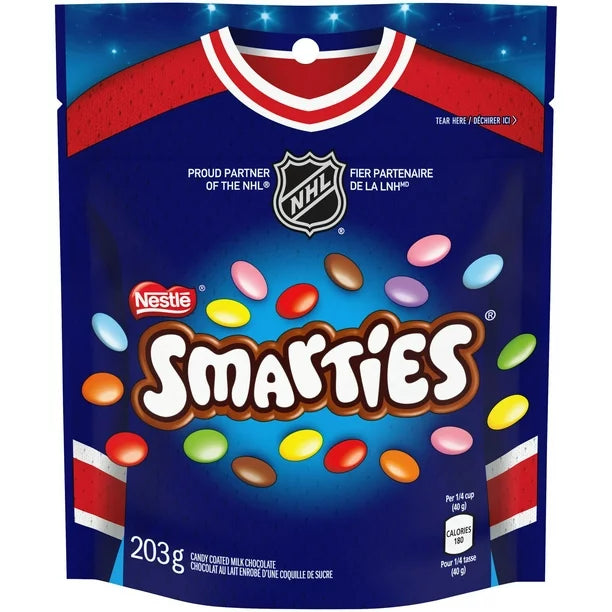 Nestle Smartie's Resealable Chocolate Candy Bag, 203g/7.2oz Each 3 Bags