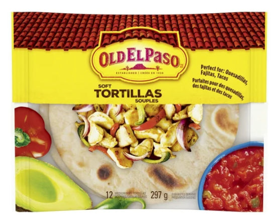 Old El Paso Soft Tortillas Medium, 12 Tortillas, 297g