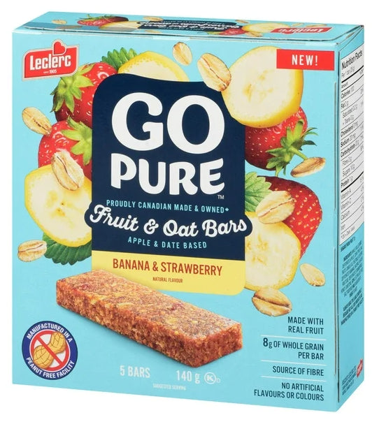 Go Pure Banana & Strawberry Fruit & Oat Bars, 5 Bars, 140g