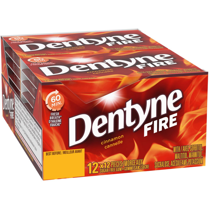 Dentyne Fire Bubble Gum, Cinnamon, 12x12/144ct