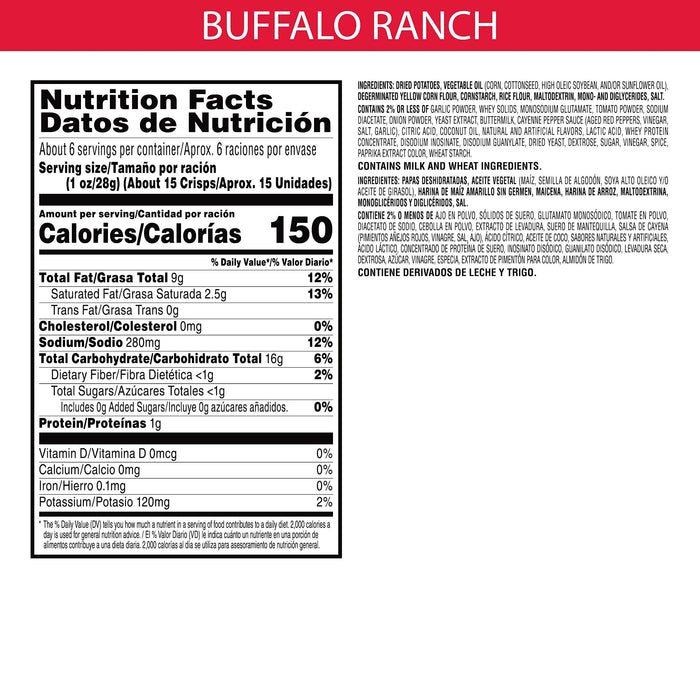 Pringles Potato Chips, Buffalo Ranch Flavored, 5.5oz Can - CanadaGrocery