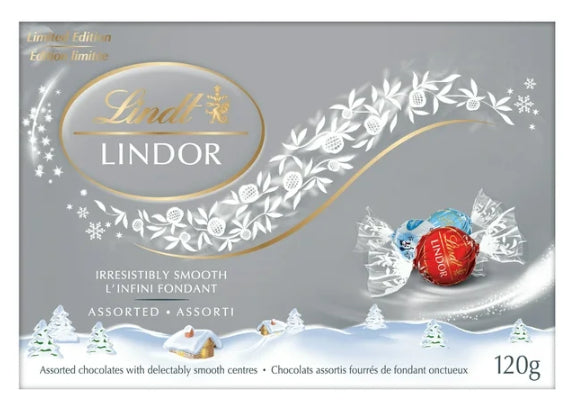 Lindt LINDOR Silver Holiday Assorted Chocolate Truffles, 120g