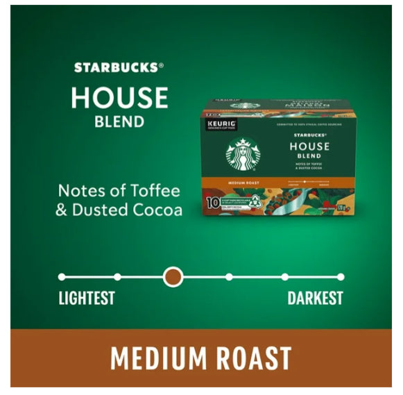 Starbucks Coffee Pods House Blend Medium Roast 10 K-Cups 120 g