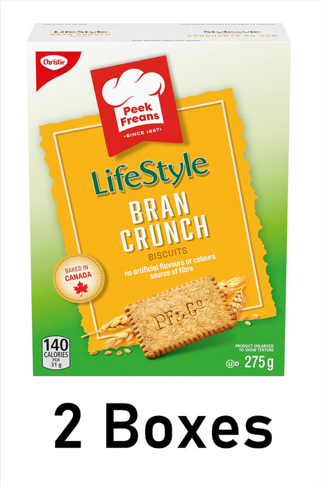 Christie Peek Freans Lifestyle Bran Crunch Cookies, 275g/9.7oz Each 2 Boxes