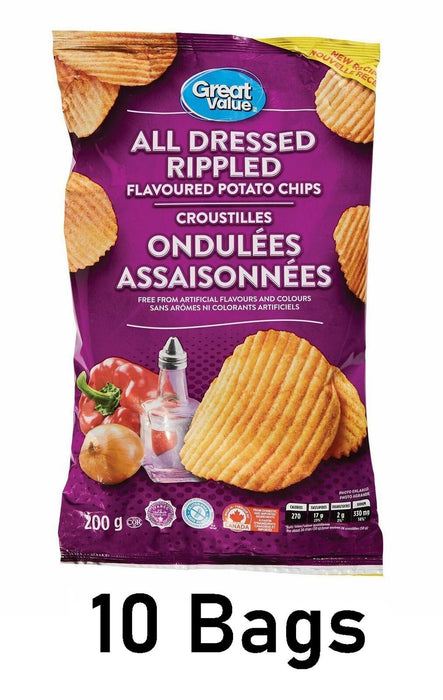 Great Value All Dressed Rippled Chips Size 200g Each From Canada 10 Bags