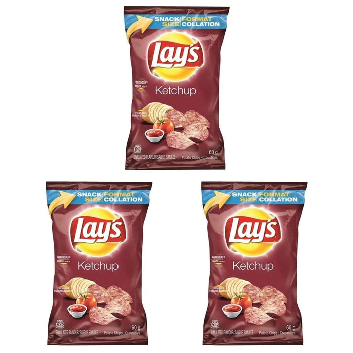 Lays Ketchup Potato Chips, 2.1oz Vending Sized, 3 BAGS