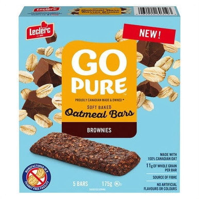 Leclerc Go Pure Brownies Soft Baked Oatmeal Bars, 175g/6oz Box - CanadaGrocery