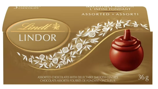 Lindt LINDOR Assorted Swiss Chocolate Truffles, Count of 3, 3x12g, 36g