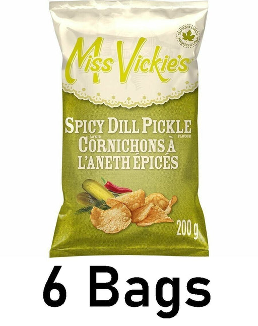 Miss Vickie's Spicy Dill Pickle Potato Chips 200g Each 6 Bags - CanadaGrocery