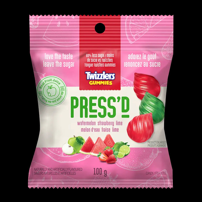 Twizzlers Press'd Fruit Gummies, Watermelon, Strawberry & Lime Flavors, 100g