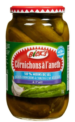 Bick's 50% Less Salt Garlic Whole Dill Pickles, 1L