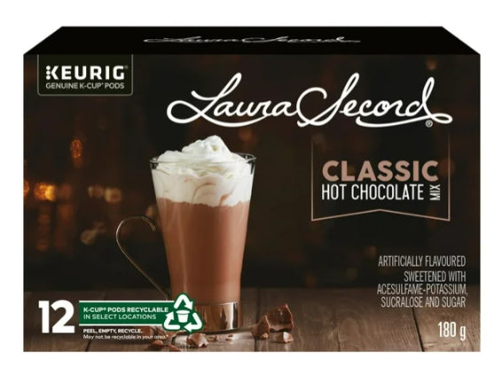 Laura Secord Hot Chocolate Mix Pods Classic 12 K-Cups 180g