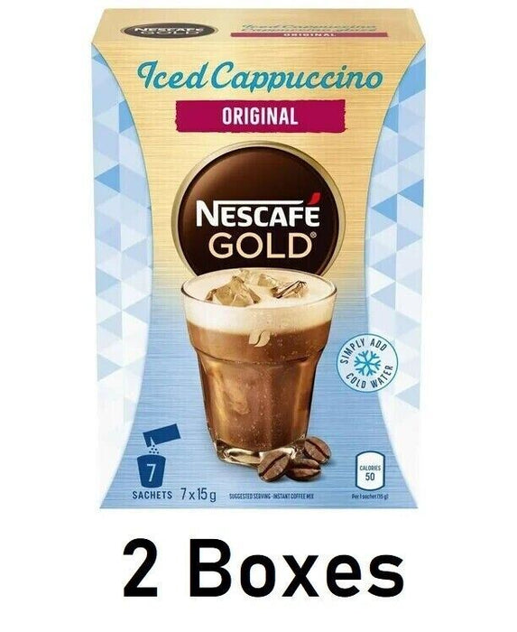 Nescafe Gold Iced Cappuccino Original Coffee 14 Sachets of 15g Each 2 Boxes