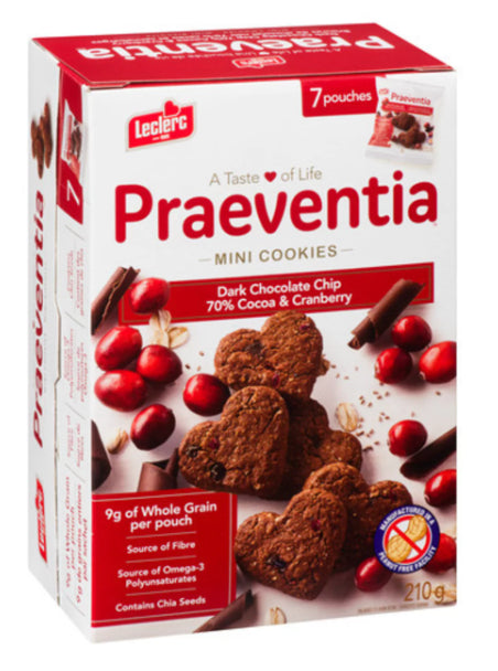 Leclerc Praeventia Cookies Black Chocolate & Cranberry 210g