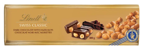 Lindt SWISS CLASSIC Dark Chocolate and Hazelnut Bar, 300g