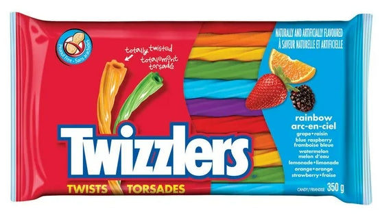 TWIZZLERS Twists Rainbow Licorice Candy, 350g