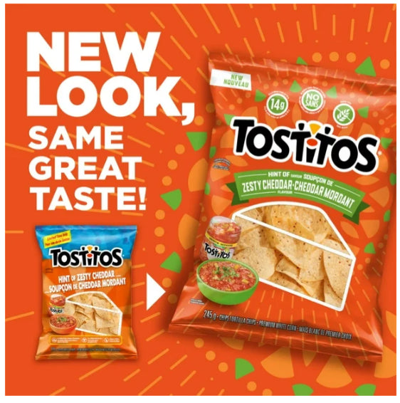 Tostitos Tortilla Chips Hint Of Zesty Cheddar 245g