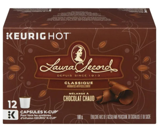 Laura Secord Hot Chocolate Mix Pods Classic 12 K-Cups 180g