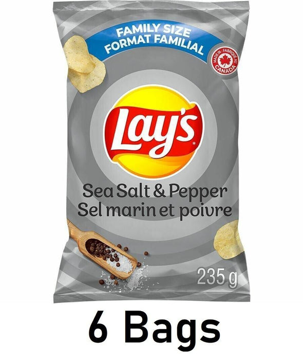 Lay's Sea Salt & Pepper Potato Chips 235g Each 6 Bags From Canada