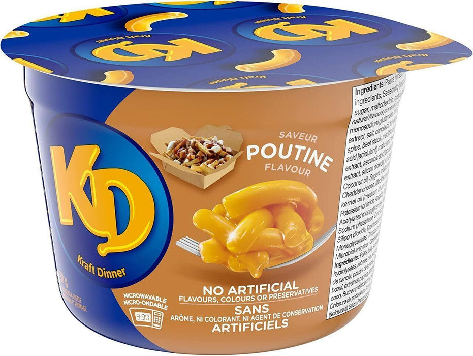 KD Kraft Dinner Poutine Flavor Snack Cups, 58g/2oz. Cup (Imported from Canada)