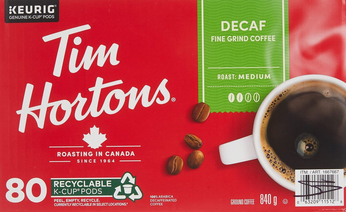 Tim Hortons Single-Serve Decaf K-Cups 840g/29.6oz (80 K-CUPS)