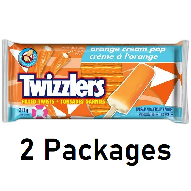 Twizzlers Orange Cream Pop Filled Twists Candy Licorice, 311g Each 2 Packages