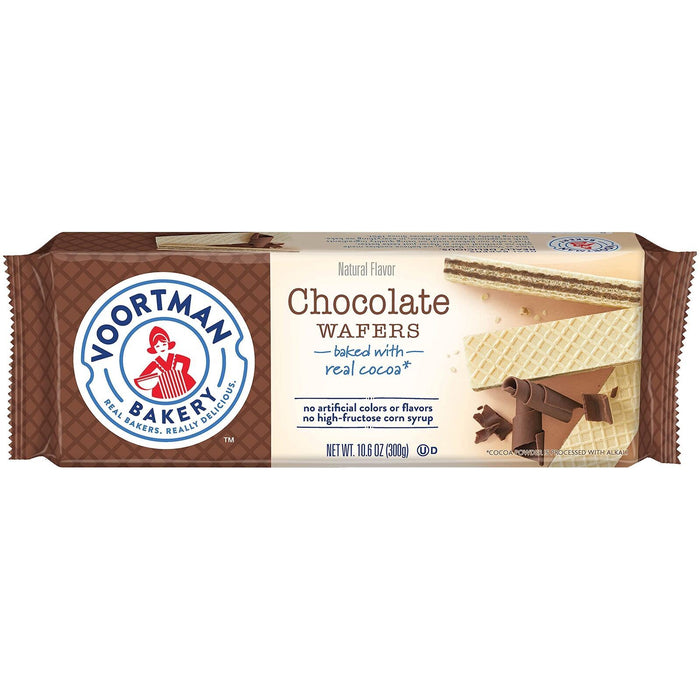 Voortman Bakery Chocolate Wafers, 10.6, 30 Count