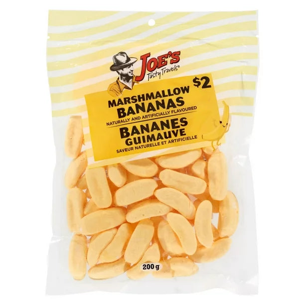 Joe's Tasty Travels Marshmallow Bananas Candy, 200g/7oz Bag