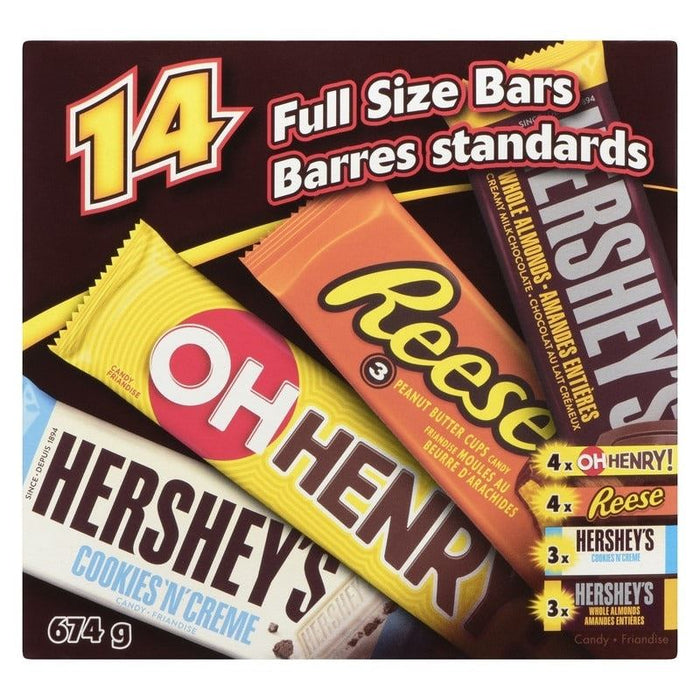 Hershey's Full Size Chocolate Bars Variety Box 14 Bars, 674g