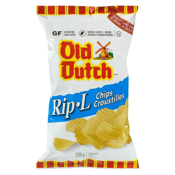 Old Dutch Rip-L Original Gluten Free Chips, 235g/9oz Bag