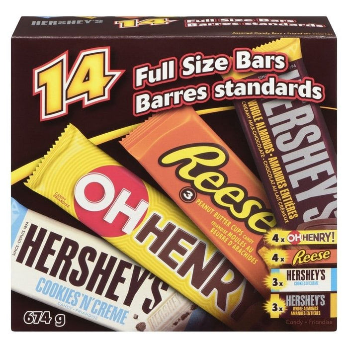 Hershey's Full Size Chocolate Bars Variety Box 14 Bars, 674g