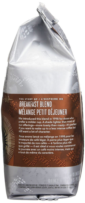 Starbucks Breakfast Blend, Medium Roast Ground Coffee, 340g/12 oz Each 6 Bags