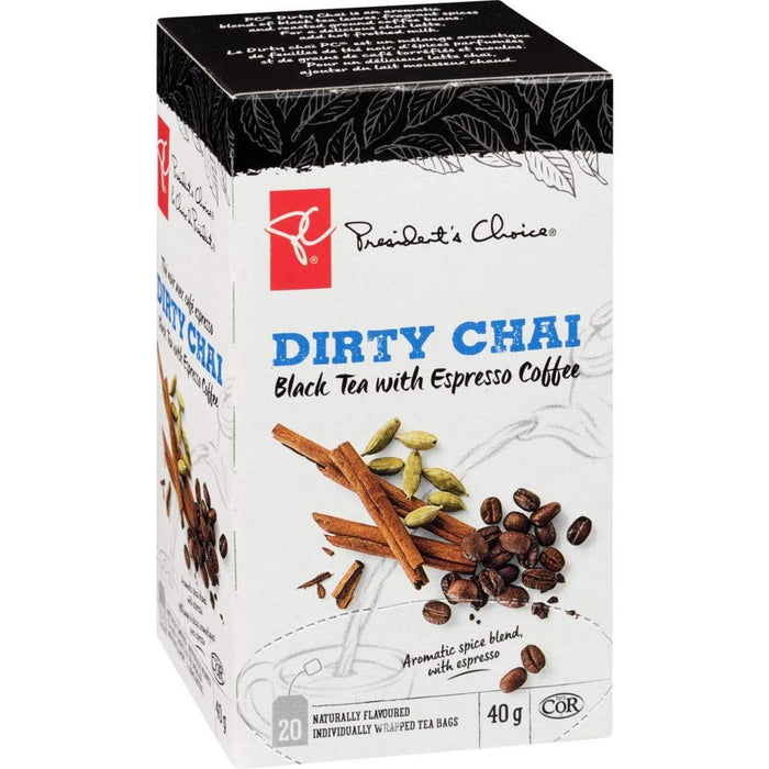 PC Dirty Chai Black Tea Plus Espresso Coffee, 20ct, 40g