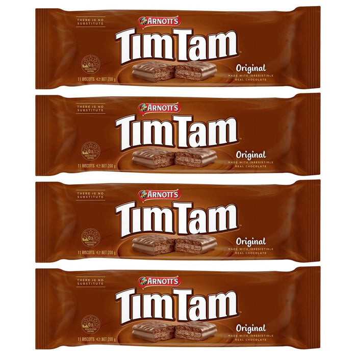 Arnott's Tim Tam Original Australian Chocolate Biscuits 4 PACKS (44 COOKIES)