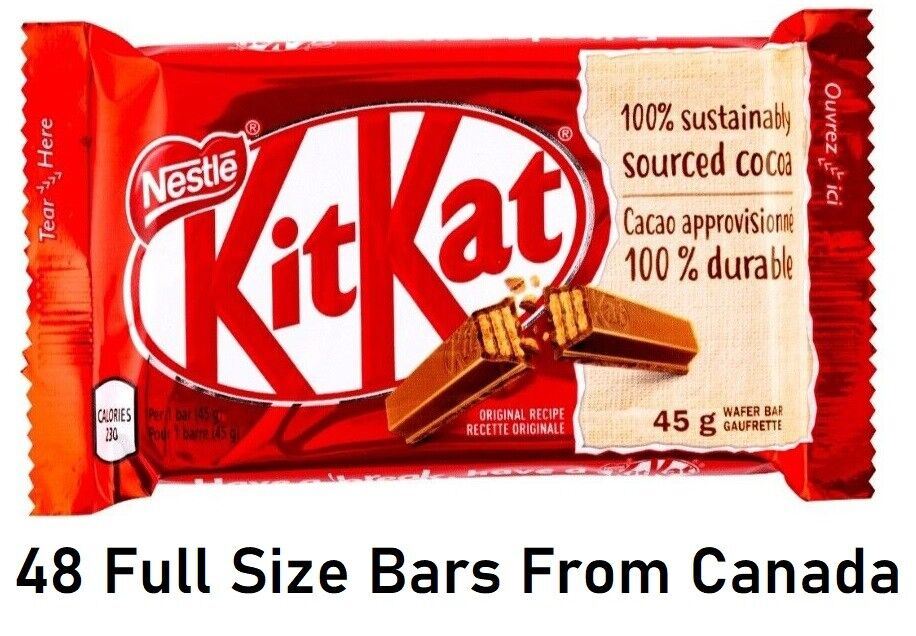 Nestle Kit Kat Chocolate Candy Bars 45g Each 48 Bars From Canada