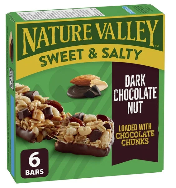 Nature Valley Granola Bars, Sweet and Salty Nut, Dark Chocolate, 6 Bars, 210g