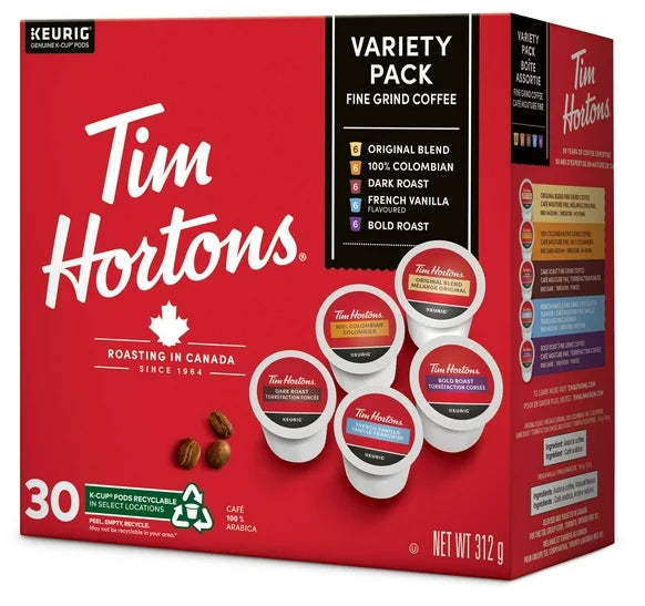 Tim Hortons K-Cup Coffee Cups, 30pc Variety Pack, 312g