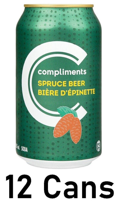 Compliments Spruce Beer Soft Drink 355ml Each Can 12 Can Case