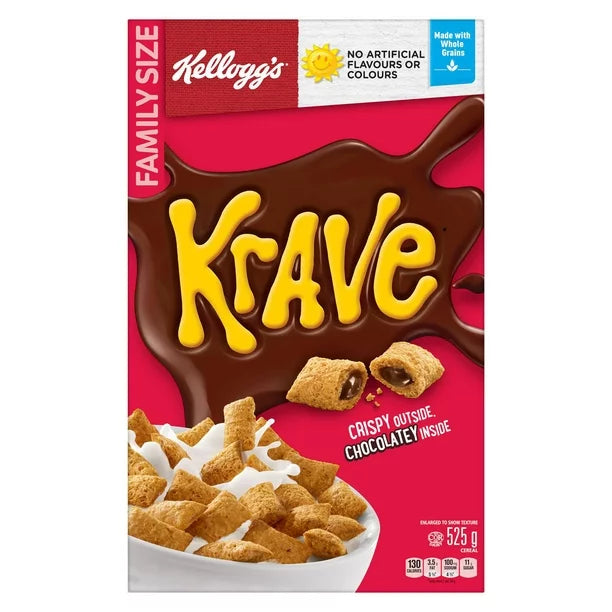 Kellogg's Krave Chocolatey Cereal Family Size, 525g/18.5oz