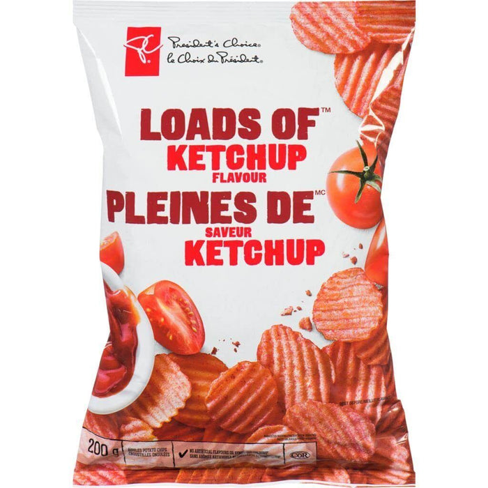 President's Choice Loads of Ketchup Chips 200g/7.1oz