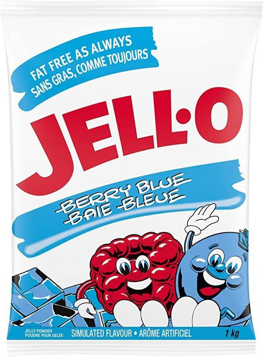 Jell-O Berry Blue Jelly Powder Gelatin Mix, 1kg/2.2lbs (Pack of 2)