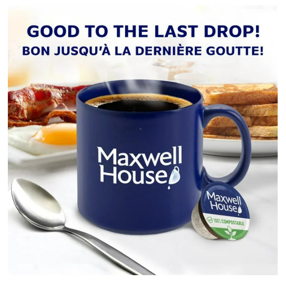 Maxwell House Original Roast Coffee 100% Compostable K Cup Coffee Pods, 12 Pods, 114g