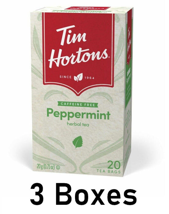 Tim Hortons Peppermint Tea 20 Tea Bags Per Box 3 Count