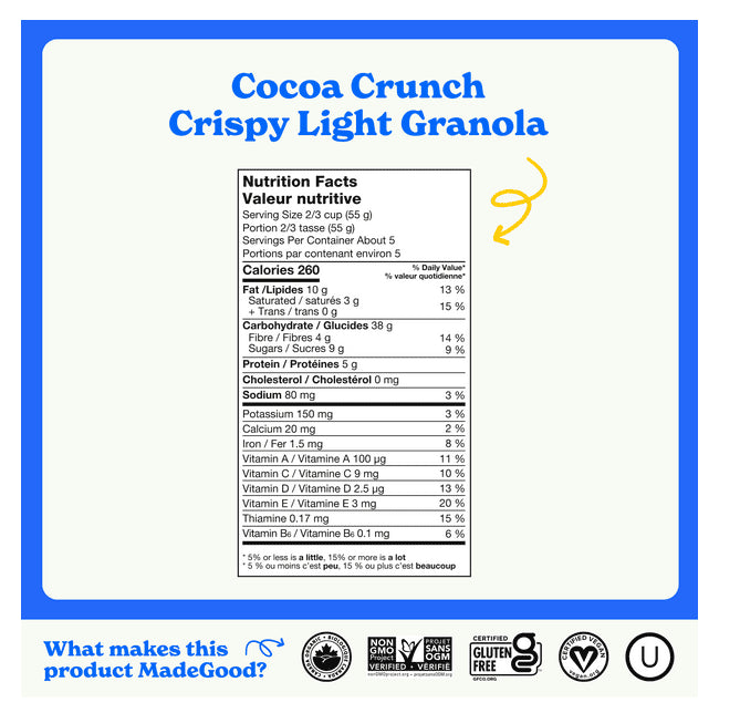 MadeGood Cocoa Crunch Crispy Light Granola 284g