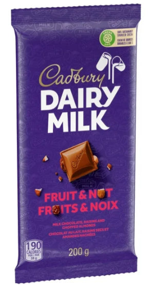 Cadbury Dairy Milk Fruit & Nut Chocolate Bars, 200g