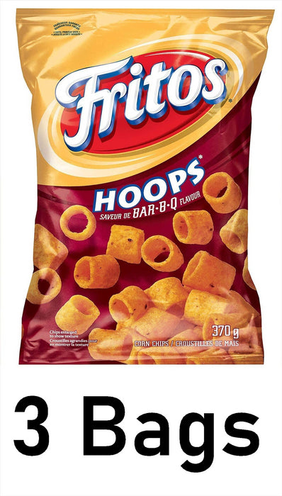 Frito Hoops BBQ Large Bag 370g Each 3 Bags