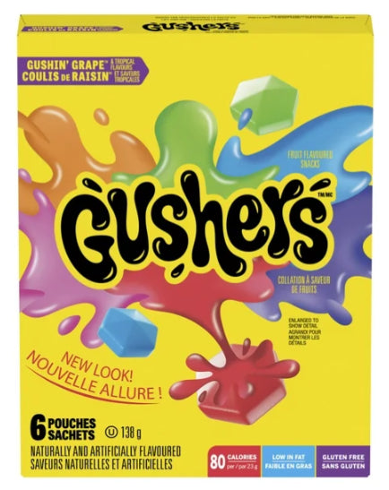 Fruit Gushers by Betty Crocker Gushin' Grape and Tropical Flavors, 6pc