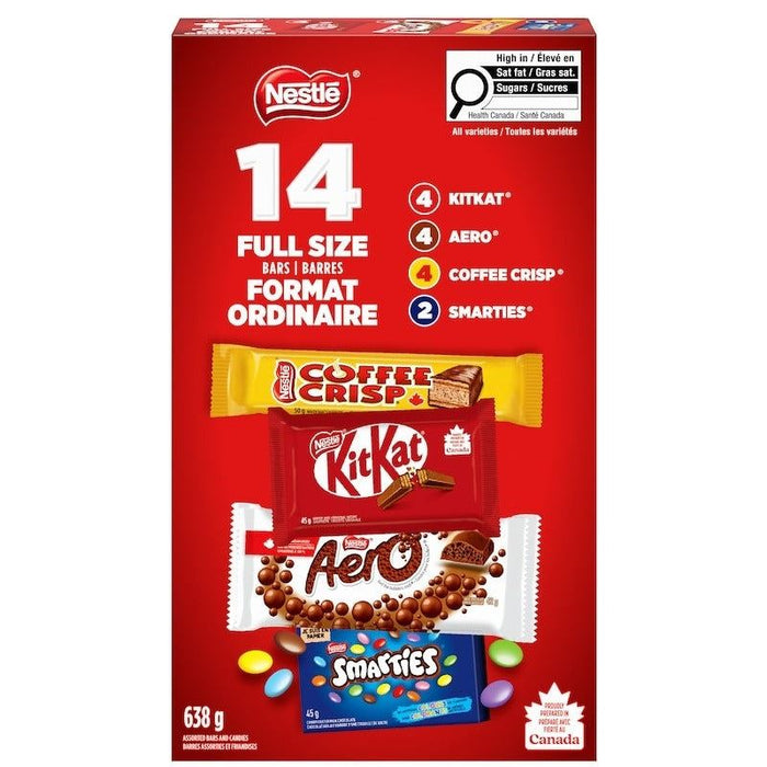 Nestle Full Size KitKat Aero Coffee Crisp Smarties Variety Box, 638g